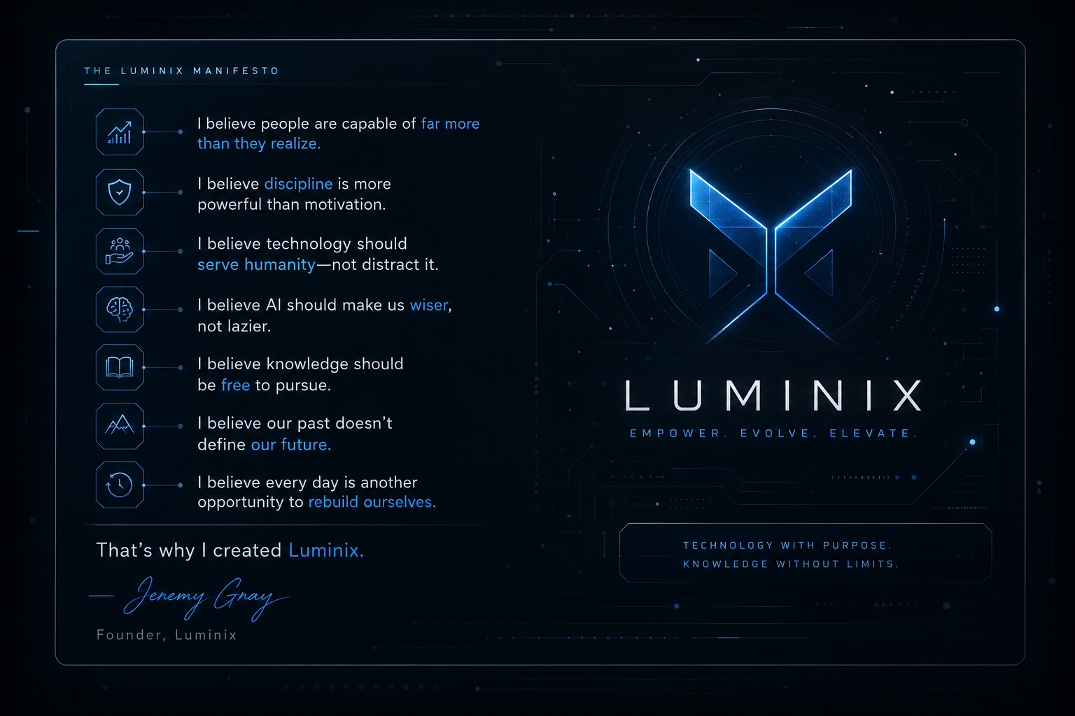 The Luminix Manifesto by Jeremy Gray, Founder of Luminix